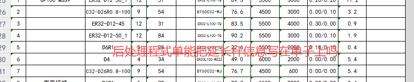 程序单中增加延长杆信息示例