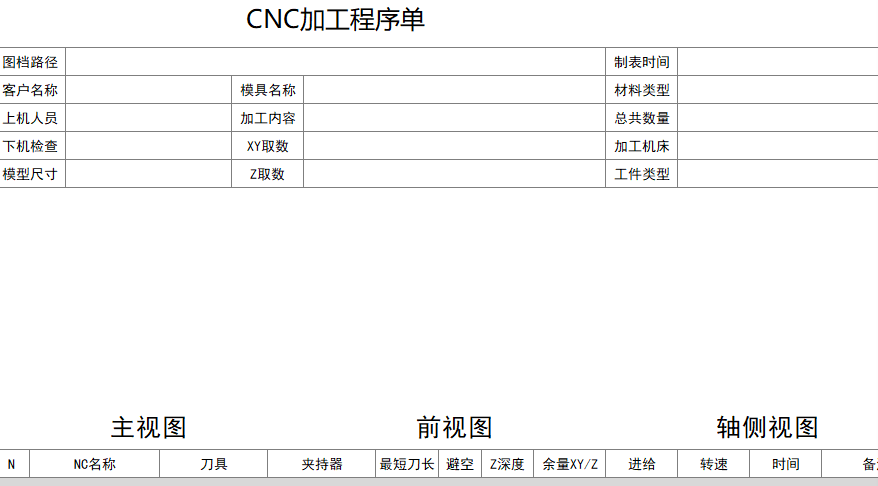 程序单抬头和表头示例