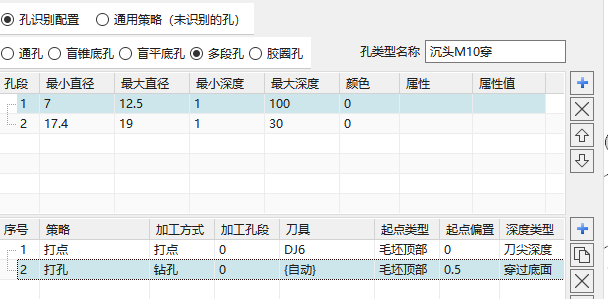 反面沉头孔孔段示例