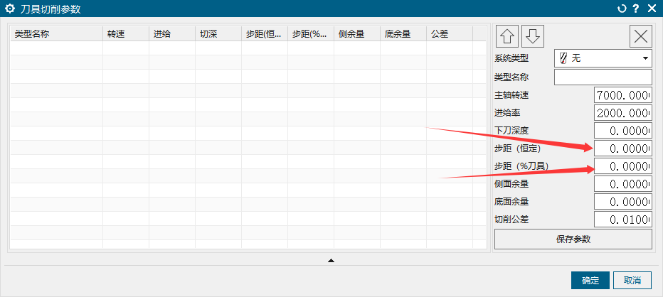 页签步距参数列表