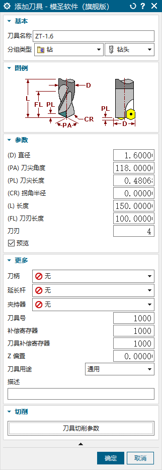 钻头参数示例